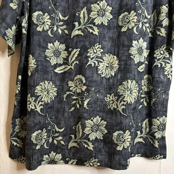 TOMMY BAHAMA Hawaiian Floral Print Short Sleeve Silk Button Up Aloha Shirt Large - Picture 10 of 14